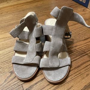 Grey Suede Block Heel
